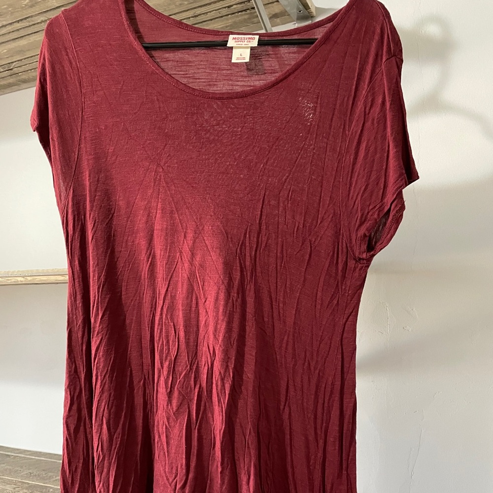 maroon, flowy, tunic